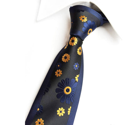 Men's Simple Daisy Floral Narrow Necktie